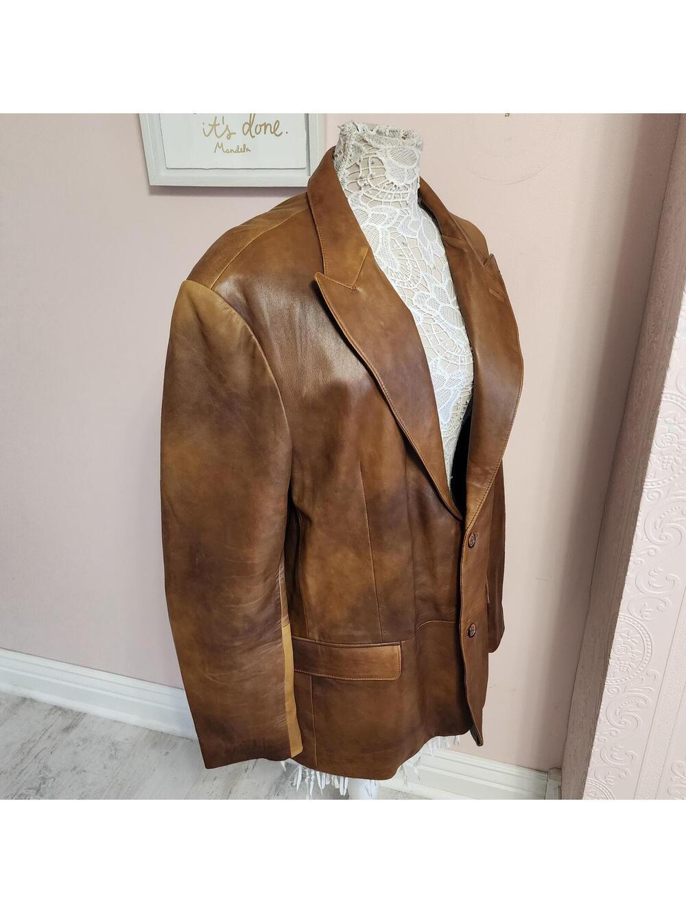 Wilsons Leather Pelle Studio Brown Soft Leather Jacket XXL Distressed Blazer